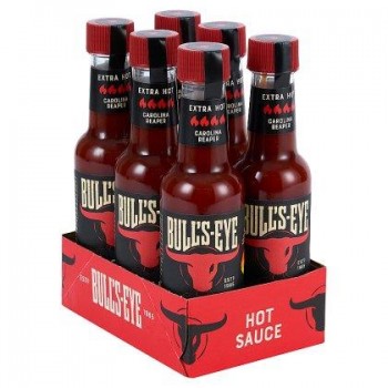 Bull's Eye Caroline Reaper Sauce 135ml x 6 bottles 53622 Bull's-Eye Carolina Reaper Extra Hot Sauce 135ml Hot sauce with carolina reaper chilli & black garlic. Extra hot Bull's Eye Caroline Reaper Sauce 135ml x 6 bottles 53622 Bull's-Eye Carolina Reaper Extra Hot Sauce 135ml Hot sauce with carolina reaper chilli & black garlic. Extra hot
