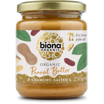 6 x Biona Organic Peanut Butter Crunchy/Salted 250G BNA321