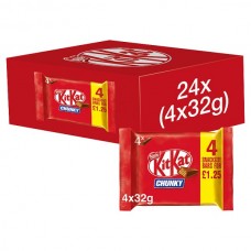 Kit Kat Chunky 4 Pack 128g x 24 Price Marked £1.25 279503