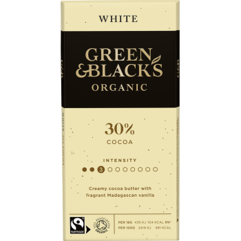 Green & Black's Organic White Chocolate Bar 90g x 15 bars. GBK056 Green & Black's Organic White Chocolate Bar 90g x 15 bars. GBK056