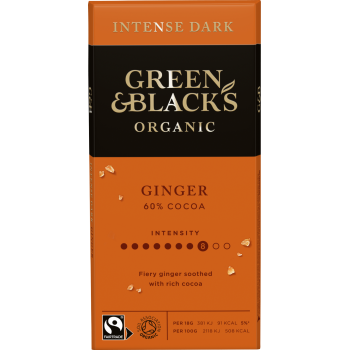 Green & Black's Organic Ginger Dark Chocolate Bar 90g x 15 GBK059 Green & Black's Organic Ginger Dark Chocolate Bar 90g x 15 GBK059