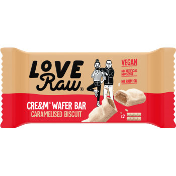 Loveraw Cre&m Wafer Bar - Caramelised Biscuit 45g x 12 LRW144 Loveraw Cre&m Wafer Bar - Caramelised Biscuit 45g x 12 LRW144