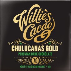 Willie's Cacao Chulucanas Gold 70 Peruvian Dark Choc 50g x 12 WLE113