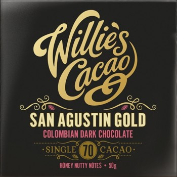 Willie's Cacao San Agustin Gold 70 Columbian Dark Choc 50g x 12 WLE115