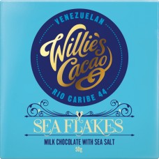 Willie's Cacao Sea Flakes 44 Milk Chocolate/Sea Salt 50g x 12 WLE233