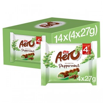 Aero Bubbly Peppermint Mint Chocolate Bar Multipack 27g 4 Pack x 14 212294 Aero Bubbly Peppermint Mint Chocolate Bar Multipack 27g 4 Pack x 14 212294