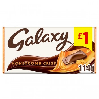 OUT OF STOCK. Galaxy Honeycomb Crisp Pieces & Milk Chocolate Block Bar 114g x 24 282169 OUT OF STOCK. Galaxy Honeycomb Crisp Pieces & Milk Chocolate Block Bar 114g x 24 282169
