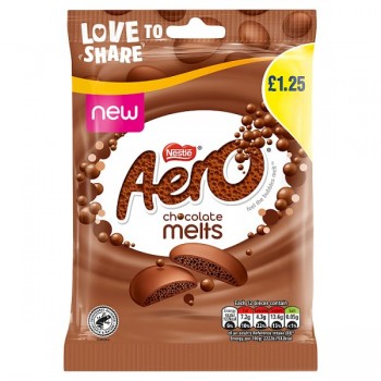 Aero Chocolate Melts 80g x 12 Price Marked £1.25 279722 Aero Chocolate Melts 80g x 12 Price Marked £1.25 279722