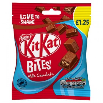 Kit Kat Bites Milk Chocolate 80g Price Marked £1.25 x 10 279709 Kit Kat Bites Milk Chocolate 80g Price Marked £1.25 x 10 279709