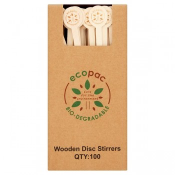 Ecopac Wooden Disc Stirrers x 100 238248 Ecopac Wooden Disc Stirrers x 100 238248