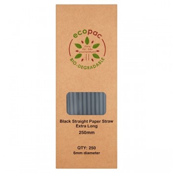 Ecopac Black Straight Paper Straw Extra Long x 250 238058 Ecopac Black Straight Paper Straw Extra Long x 250 238058
