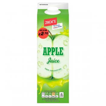 Jack's Apple Juice from Concentrate 1 Litre Price Marked 2 for £2.70 x 6 276007 Jack's Apple Juice from Concentrate 1 Litre Price Marked 2 for £2.70 x 6 276007