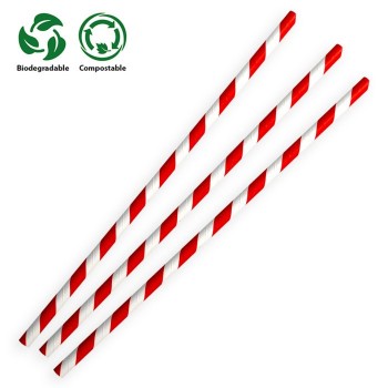 Red & White Compostable Paper Straws x 250 CUP199 Red & White Compostable Paper Straws x 250 CUP199