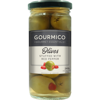 6 x Gourmico Green Olives Stuffed With Red Pepper 240G GOU304
