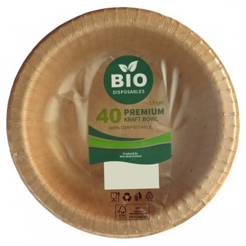 Bio Disposables Premium Kraft Bowl 19cm x 40 250885 Bio Disposables Premium Kraft Bowl 19cm x 40 250885
