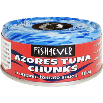 DISCONTINUED 15 x Fish4Ever Azores Tuna Chunks in Organic Tomato Sauce 160g F4E105 DISCONTINUED 15 x Fish4Ever Azores Tuna Chunks in Organic Tomato Sauce 160g F4E105