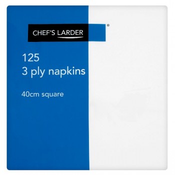 Chef's Larder 3 Ply White Napkins x 125 105069 Chef's Larder 3 Ply White Napkins x 125 105069