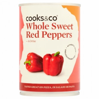 12 x Cooks & Co. Whole Sweet Red Peppers 390g CKS023
